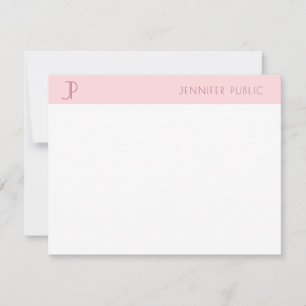 Stilvolle Blush Pink Monogram Moderne Minimalistis Mitteilungskarte