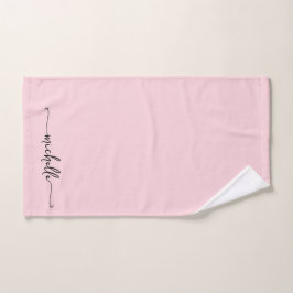 Stilvolle Blush Pink Monogram Name Script Signatur Handtuch