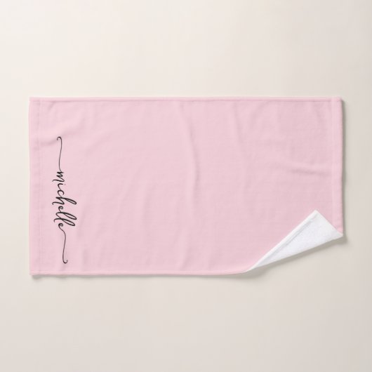 Stilvolle Blush Pink Monogram Name Script Signatur Handtuch (Handtuch)