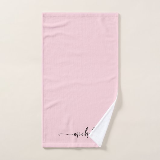 Stilvolle Blush Pink Monogram Name Script Signatur Handtuch (Handtuch)