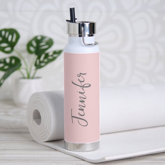 Stilvolle Blush Pink Script Personalisiert Trinkflasche (Yoga)