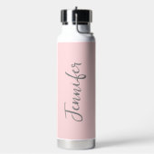 Stilvolle Blush Pink Script Personalisiert Trinkflasche (Links)