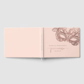 Stilvolle Blush & Rose Gold Masquerade Quinceañera Gästebuch (Voll)