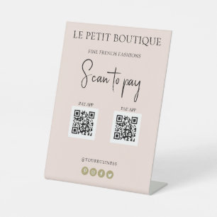 Stilvolle Blush-Scan für 2 QR-Codes Sockelschild