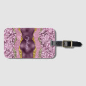 Stilvolle Blütenglanz, Lila rosa Goldmonogramm Gepäckanhänger (Vorderseite (Horizontal))