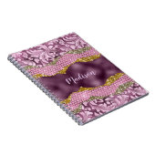 Stilvolle Blütenglanz, Lila rosa Goldmonogramm Notizblock (Rechte Seite)