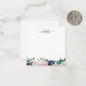 Stilvolle Blütenrot Rosa Weißes Peony Monogram nic Mitteilungskarte (Vorderseite/Rückseite Beispiel)