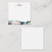 Stilvolle Blütenrot Rosa Weißes Peony Monogram nic Mitteilungskarte (Vorne/Hinten)