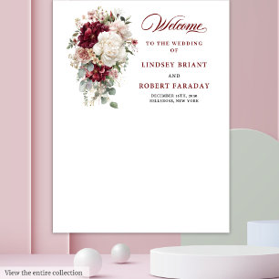 Stilvolle Boho Burgundy White Rose Wedding Backgro Wandteppich