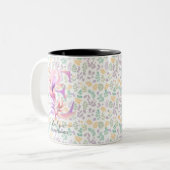 Stilvolle Boho Chic Floral Monogram Tasse - E (Vorderseite Links)