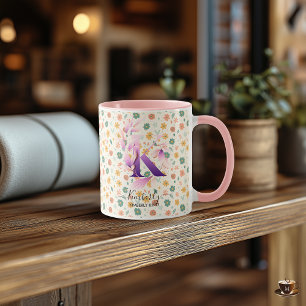 Stilvolle Boho Chic Floral Monogram Tasse - K