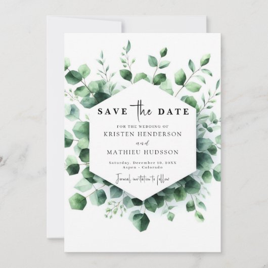 Stilvolle Boho Eucalyptus Digital Wedding Save The Date (Vorderseite)