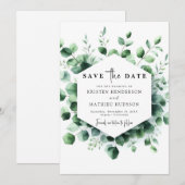 Stilvolle Boho Eucalyptus Digital Wedding Save The Date (Vorne/Hinten)