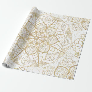 Stilvolle boho Hand gezeichneter goldener Mandala Geschenkpapier