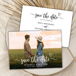 Stilvolle Boho Heart Script 1 Foto Hochzeit Save The Date
