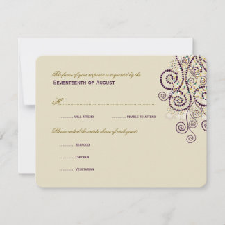 Stilvolle Boho Lila Spirals Wedding RSVP Card Karte