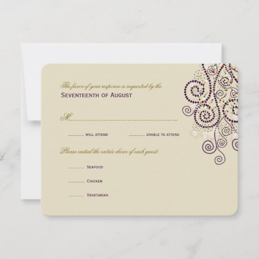 Stilvolle Boho Lila Spirals Wedding RSVP Card Karte (Vorderseite)