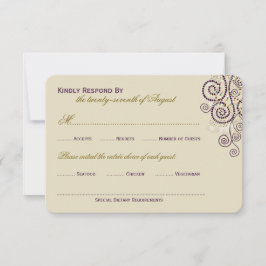 Stilvolle Boho Lila Spirals Wedding RSVP Card Karte