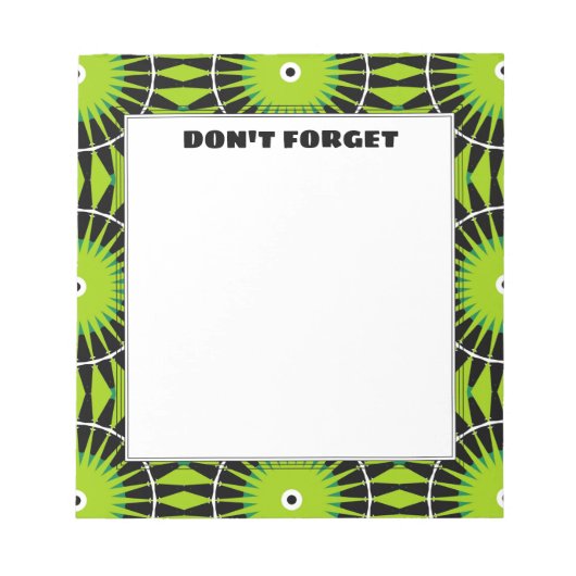 Stilvolle Boho Lime Green Pattern Vergessen Sie ni Notizblock (Vorderseite)