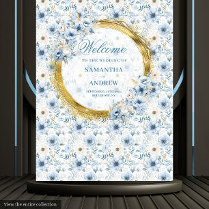 Stilvolle Boho Pastel Blue Gold Hochzeit Hintergru Wandteppich