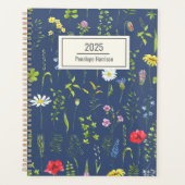 Stilvolle Boho Wildblumen Floral Blue Personalisie Planer (Vorderseite)
