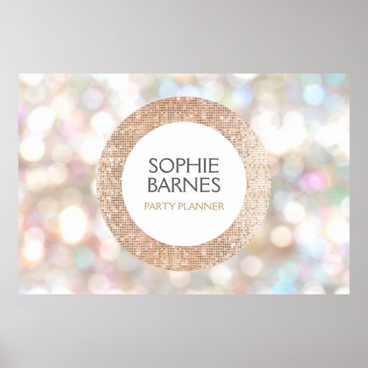 Stilvolle Bokeh und Rose Gold Sequin Event Planner Poster (Vorne)