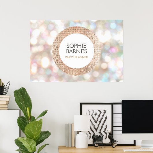 Stilvolle Bokeh und Rose Gold Sequin Event Planner Poster (Heimbüro)