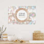 Stilvolle Bokeh und Rose Gold Sequin Event Planner Poster (Küche)