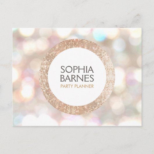 Stilvolle Bokeh und Rose Gold Sequin Event Planner Postkarte (Vorderseite)