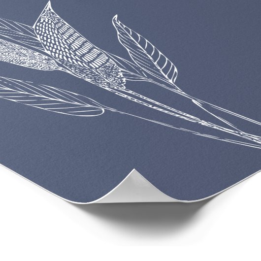 Stilvolle botanische Blätter Minimalistisch Navy B Poster (Ecke)