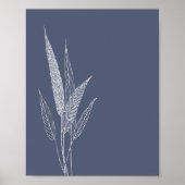 Stilvolle botanische Blätter Minimalistisch Navy B Poster (Vorne)