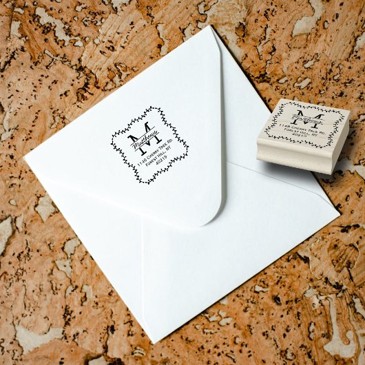 Stilvolle Botanische Grenze Custom Monogram Gummistempel