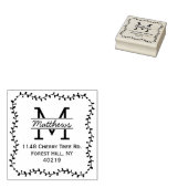 Stilvolle Botanische Grenze Custom Monogram Gummistempel (Stempel)