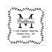 Stilvolle Botanische Grenze Custom Monogram Permastempel (Design)