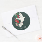 Stilvolle Botanische Grün- und Rote Taube Weihnach Runder Aufkleber (Umschlag)