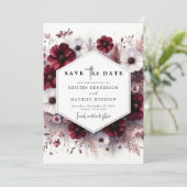 Stilvolle Botanische Hochzeit Save The Date (Stehend Vorderseite)