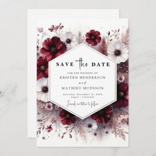 Stilvolle Botanische Hochzeit Save The Date (Vorne/Hinten)