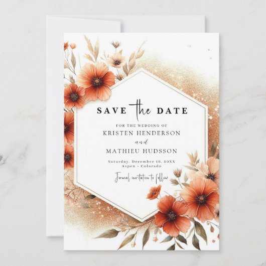Stilvolle Botanische Hochzeit Save The Date (Vorderseite)