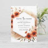 Stilvolle Botanische Hochzeit Save The Date (Stehend Vorderseite)