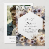 Stilvolle Botanische Mason Jar Wedding Save The Date (Vorne/Hinten)