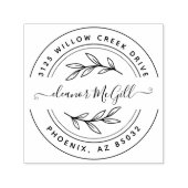 Stilvolle botanische Script-Rücksendeadresse Permastempel (Design)