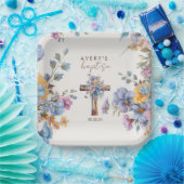 Stilvolle Botanische Taufe kreuz elegant Pappteller (Party)