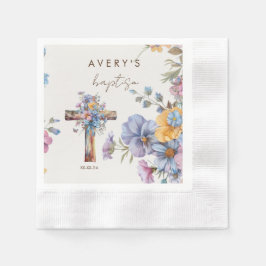 Stilvolle Botanische Taufe kreuz elegant Serviette