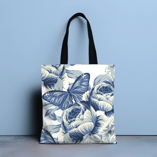 Stilvolle botanische Vintag Blue Peony-Blume Tasche