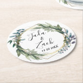 Stilvolle Botanische Wraath-Hochzeit Runder Pappuntersetzer (Angewinkelt)