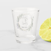 Stilvolle Botanische Wraath-Hochzeit Schnapsglas (Rückseite)