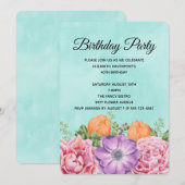 Stilvolle Bouquet von Blume der Wasserfarbe zum Ge Einladung (Vorne/Hinten)