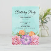 Stilvolle Bouquet von Blume der Wasserfarbe zum Ge Einladung (Stehend Vorderseite)