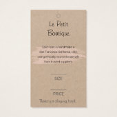 Stilvolle Boutique Logo Kraft Kleiderpreis-Tag (Rückseite)