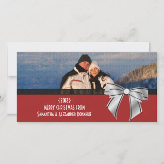 Stilvolle Bow Holiday Foto Card, Dunkelrot Feiertagskarte